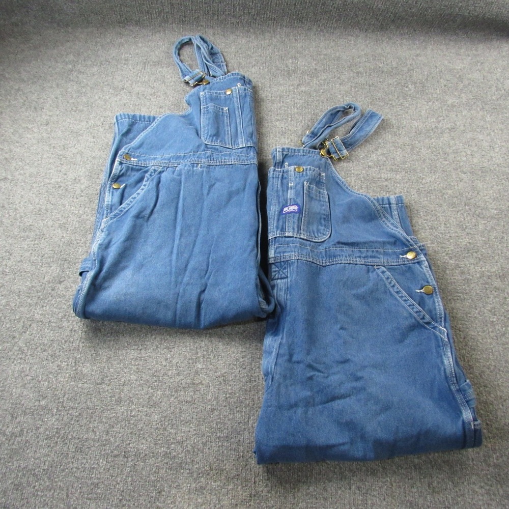 Big Smith Bib Overalls 50x28 Blue Denim Workwear Lot of‎ 2 Chores Farmer Bleach